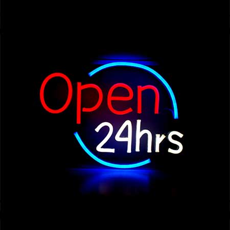 neon open signs