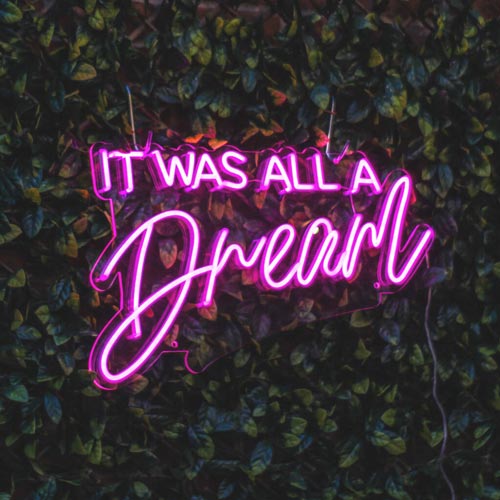 Era tudo um sonho - Letra neon personalizada